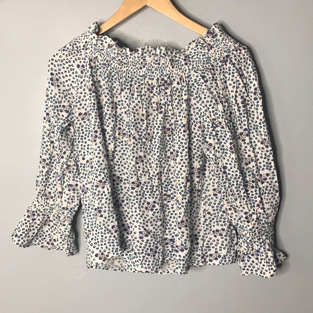 NWT LOFT Ruffled Long Sleeve Shirt Size Small